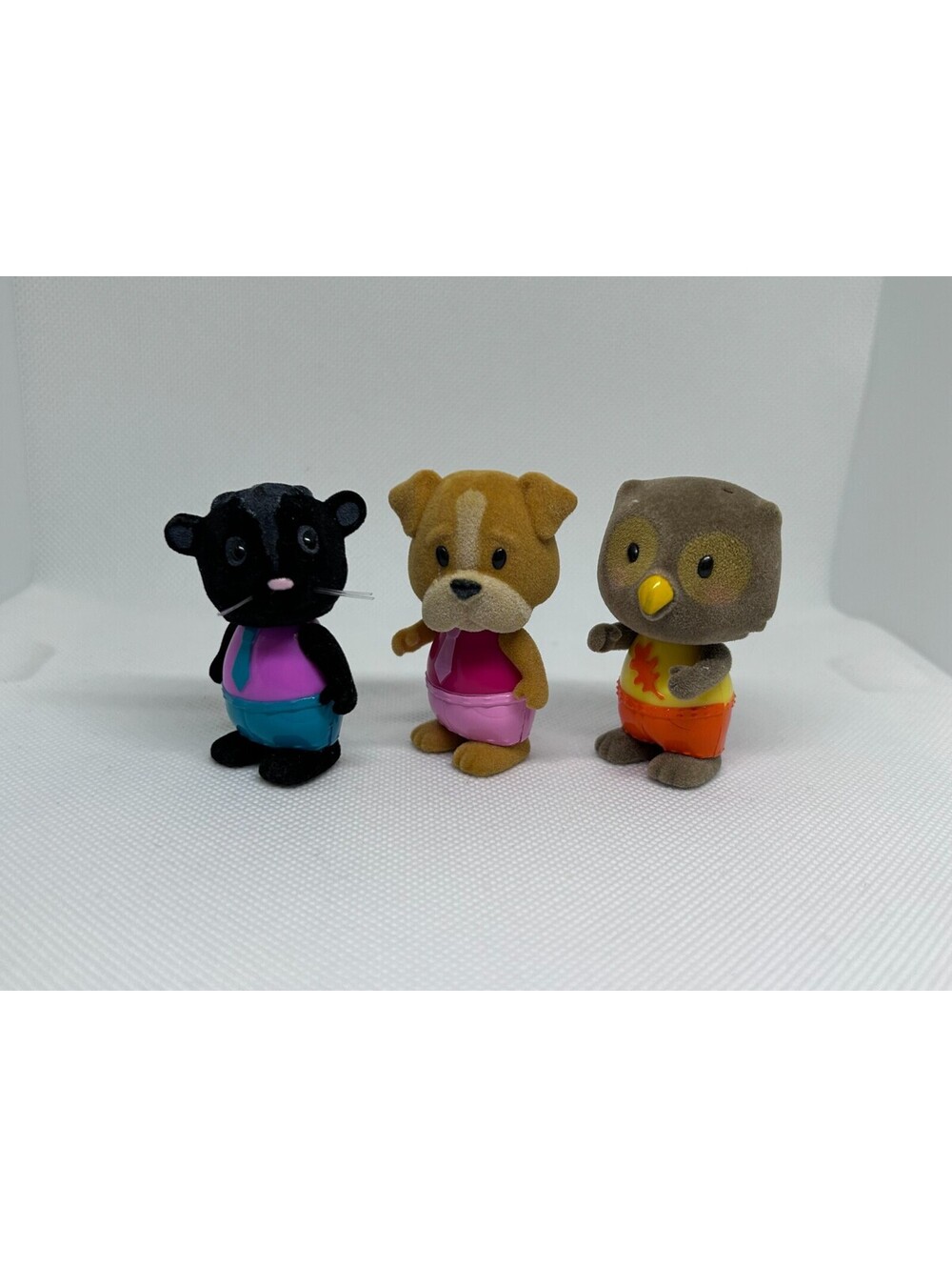 Lil Woodzeez Calico Critter 3 Bobblehead Figures Owl (071) Dog (068) Skunk (028)
